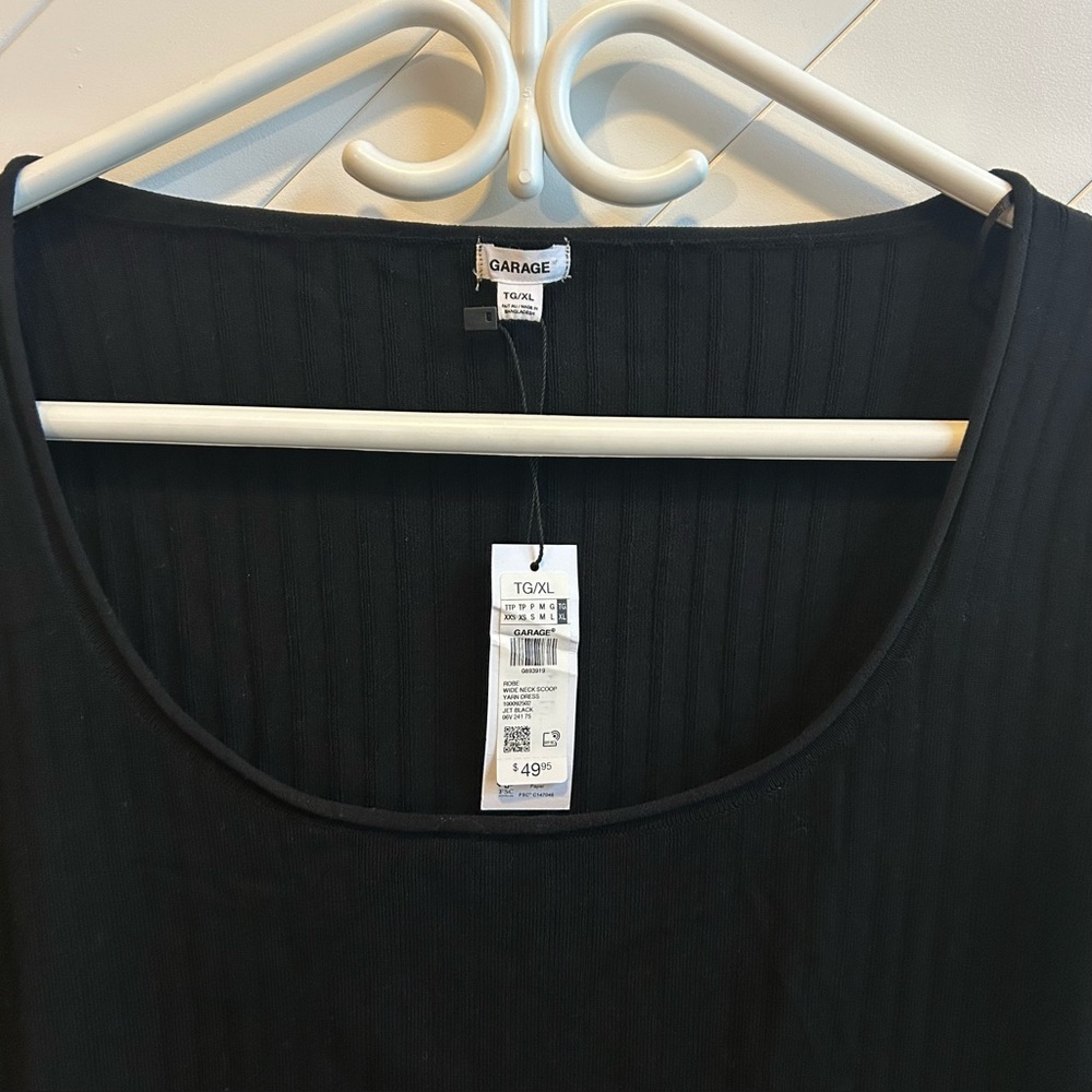 NEW Garage Black scoop neck ribbed mini Long Sleeve Dress size XL NWT - Picture 4 of 8